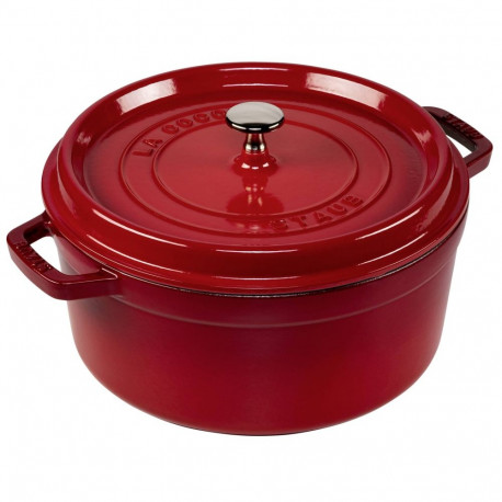 Staub Round Cocotte, 26cm Cherry Red, Cast Iron