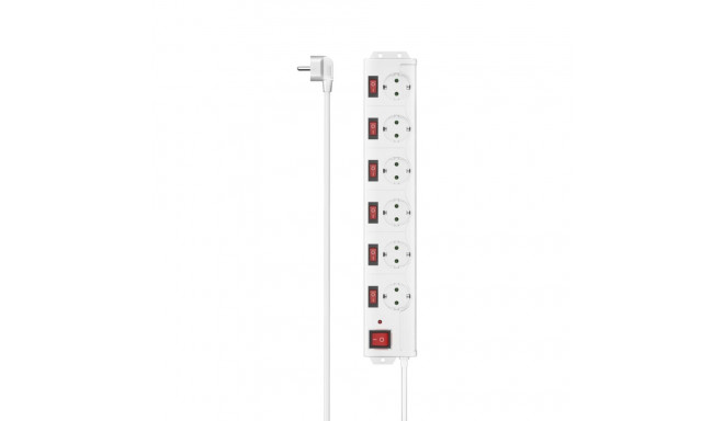Hama Socket Line 6-fach üksik lülitatav valge 223159