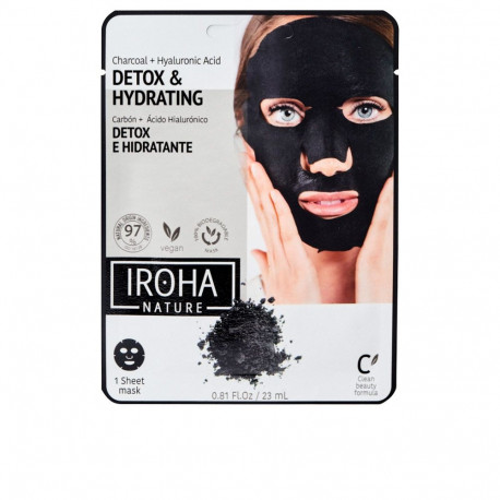Iroha kangast näomask Detox Charcoal 1tk, must