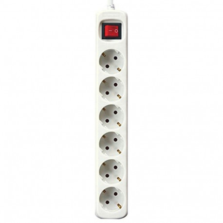 Power Socket - 6 Sockets with Switch Silver Electronics White - 3 m