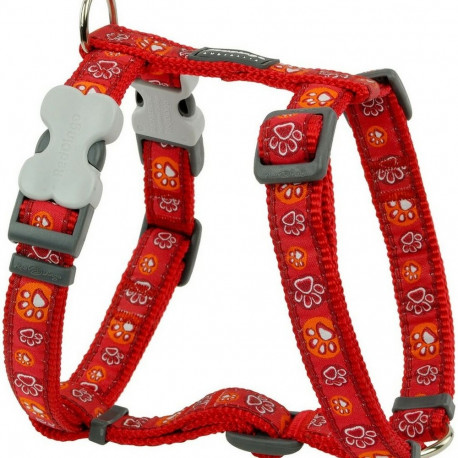 Dog Harness Red Dingo Style Red Animal footprint 25-39 cm