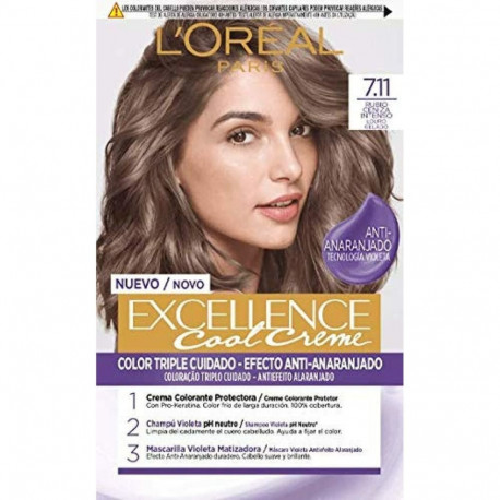 Püsivärvikreem L'Oreal Make Up Excellence Tuhkblond 7,11 Intensiivne Nº 7,11-Rubio Ceniza Intenso 19