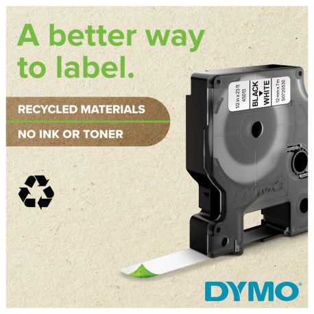 Dymo D1 iseliimuvad etiketid S0720580 12 mm x 7 m must kollasel