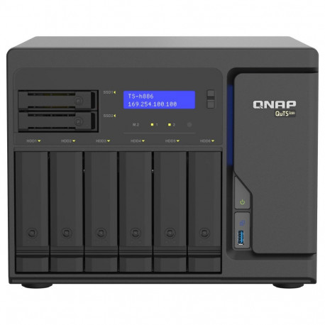 "QNAP TS-h886-D1602-8G-BRO 8-Bay QuTS hero NAS Intel Xeon D1602 built-in 2 M.2 NVMe Gen3 port SATA 8