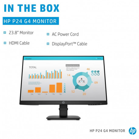 "60,5cm/23,8'' (1920x1080) HP P24 G4 16:9 5ms HDMI DisplayPort VGA VESA Full HD Black"