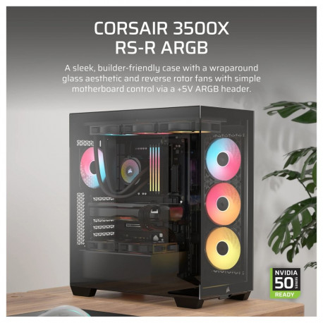 Corsair Midi 3500X RSR ARGB must (karastatud klaas)