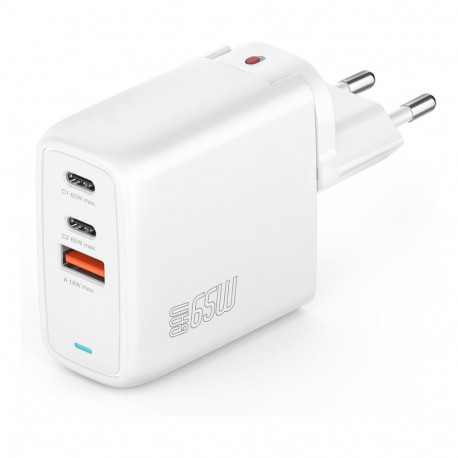 4smarts GaN Flex 65W valge laadija 2 USB-C + 1 USB-A