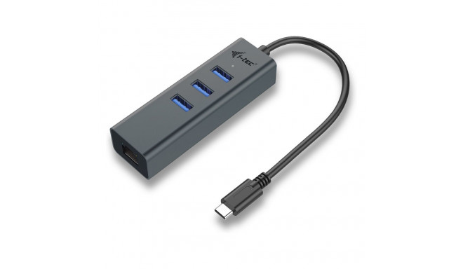 D i-tec USB-C 3-pordiline jaotur + GLAN