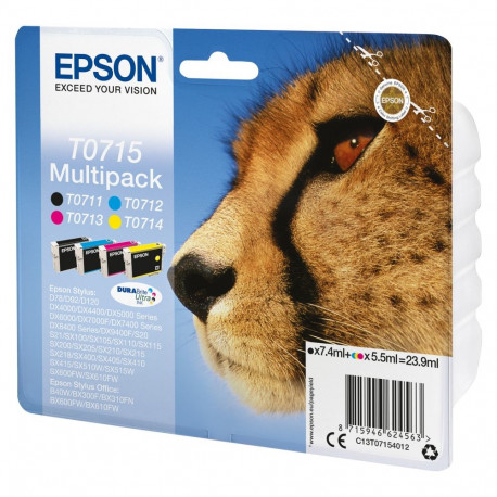 Epson T0715 must ja värviline tint, 4-pakk