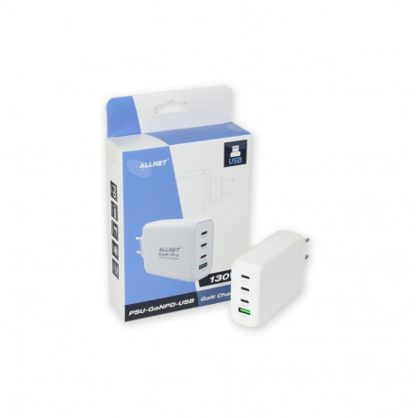 "Z ALLNET Ersatznetzteil QC USB-C PD GaN Netzteil Power Supply 130 Watt 1x USB Typ-A QC 3x USB Typ-C