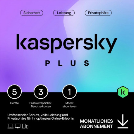 Kaspersky tellimus Plus 5 seadmele 1 kuu (ABO) ESD allalaadimine
