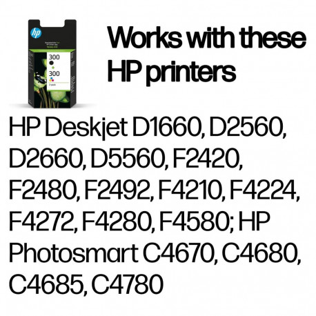HP 300 originaal tindikassett CN637EE must ja kolmevärviline standardmahuga 2 x 4ml black: 200 pages