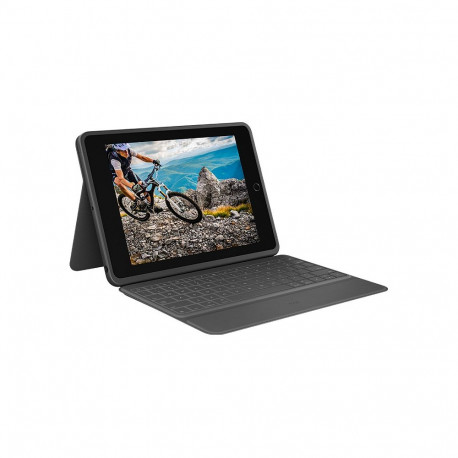 Logitech Rugged Folio must klaviatuur ja ümbris iPad 7./8./9. põlvkond QWERTZ DE
