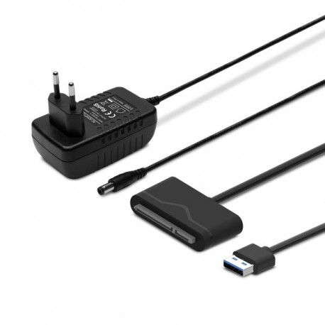 SAVIO AK-39 USB 3.0 - SATA III adapter 3.5″/2,5" ketastele toiteallikaga must