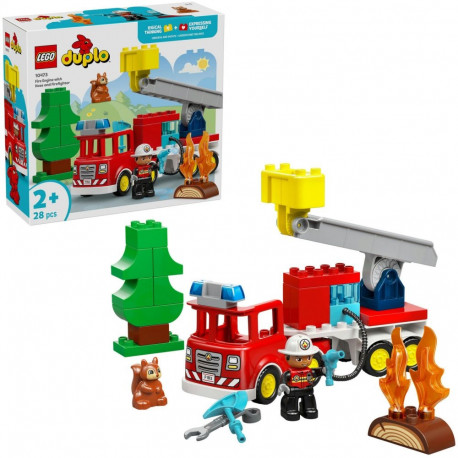 LEGO 10473 DUPLO Town fire truck with hose and firefighter, construction toy
