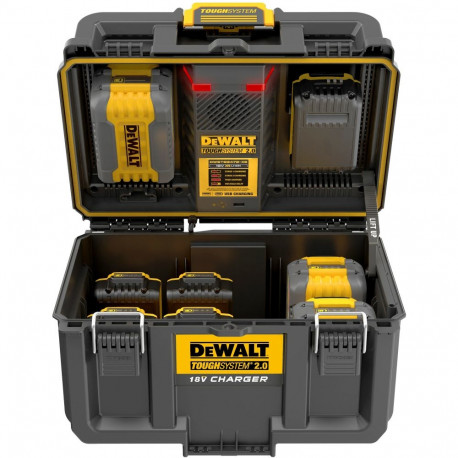 ToughSystem 2.0 Charger Box DWST83471 (schwarz, Gleichzeitiges Laden von 2 18Volt XR / 54Volt FLEXVO