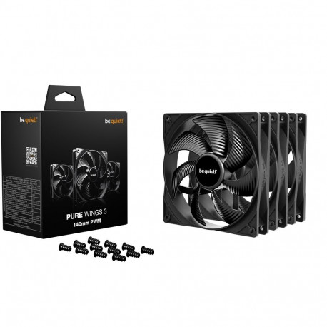 be quiet! Pure Wings 3 140mm PWM 3-Pack, case fan black, 3-pack, 140 mm