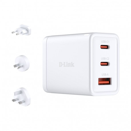 65W GaN Ladegerät DCP-651, PD 3.0, QC 3.0 (weiß, 1x USB-A, 2x USB-C)