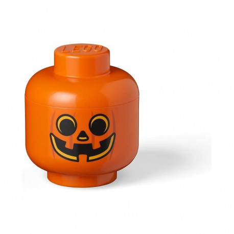 LEGO Storage Head "Kürbis", klein (orange/schwarz)