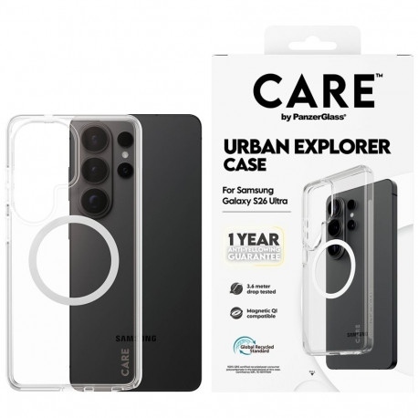 CARE by PanzerGlass Urban Explorer Transparent Case w. White Qi for Samsung Galaxy S26 Ultra - trans