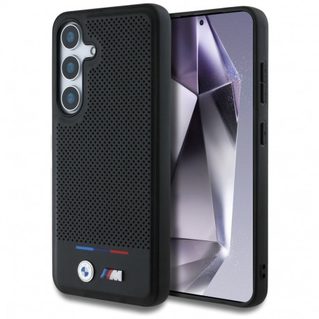 BMW Leather Tricolor Stripe MagSafe Case for Samsung Galaxy S25 - Black