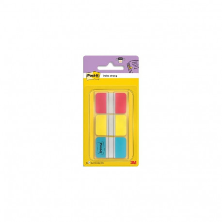 Järjehoidja Post-IT indeks tugev, PP, 25x38mm, 3 värvi x 22tk