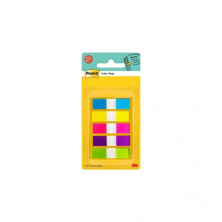 Järjehoidja Post-IT indeks, PP, 12x43mm, 5 värvi x 20 tk