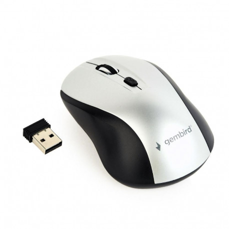 Gembird Wireless optical mouse MUSW-4B-02-BS  1600 DPI  nano USB  black-silver