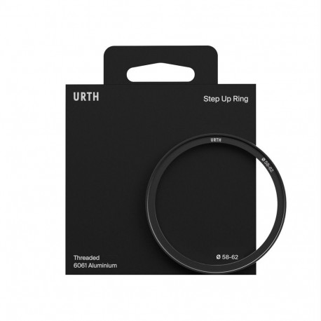 Adapter - Urth 58 62mm Step Up Ring Lens Filter Adapter, Aluminium, Black