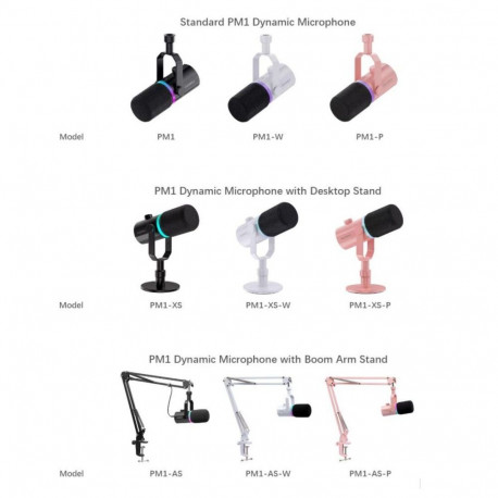 Microphone - Feelworld PM1 P XLR USB C Cardioid Mute Volume Pink