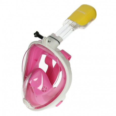 Snorkel Mask - Caruba Full Face Snorkel Mask Dual Air Channel Action Cam Mount Pink L/XL