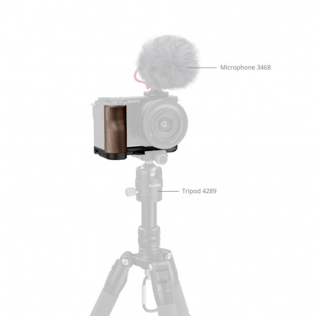 Camera Accessory - SmallRig 4864 L Shape Mount Plate with Wooden Handle, Arca Swiss