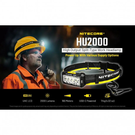 Headlamp - Nitecore HU2000 High Output Split Type Waterproof Impact-Resistant