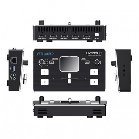 Video Switcher - Feelworld Live Pro L1 4 HDMI Inputs USB 3.0 Black