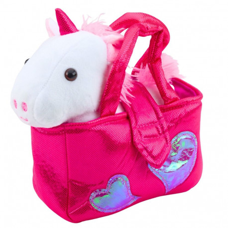 Valge plüüsist kaisuloom üksisarvik käekotis 25cm