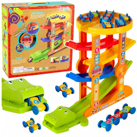 Tor Zjeżdżalnia Równoważnia Dla Autek Krokodyl 5 Poziomów