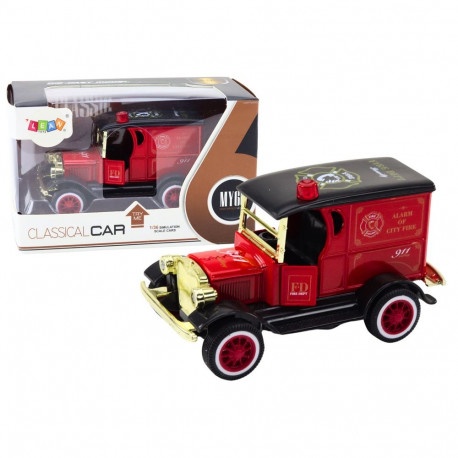 Klassikaline punane tuletõrjeauto 1:36 ajami, tulede ja helidega