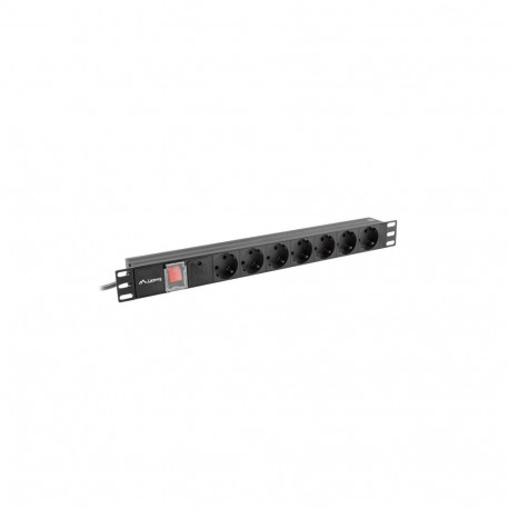 POWER DISTRIBUTION UNIT (PDU) 19" LANBERG 1U 10A 2M 7X SCHUKO OUTLETS BLACK C14