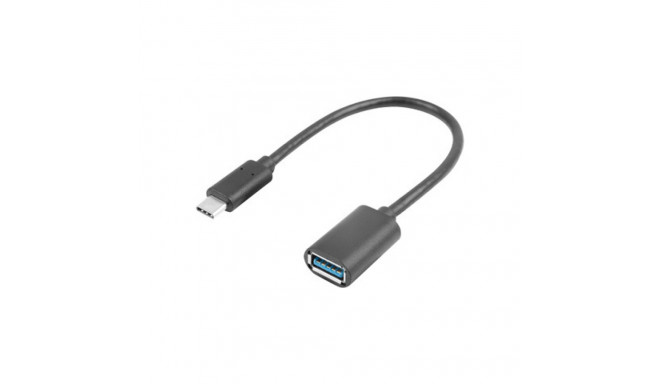 USB-C(M) 3.1->USB-A(F) ADAPTER CABLE 15CM BLACK OTG LANBERG