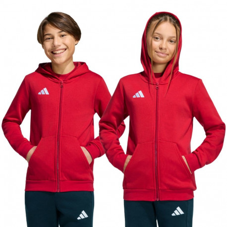 Bluza dla dzieci adidas Entrada 26 Full Zip Hoodie czerwona KH1781 116cm