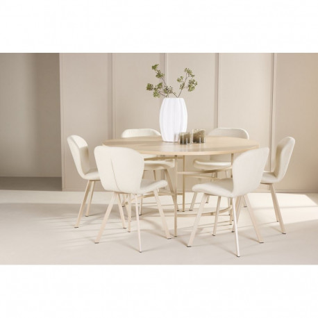 Söögitoa komplekt COPENHAGEN & LILJA 6 tooli, beež/valge