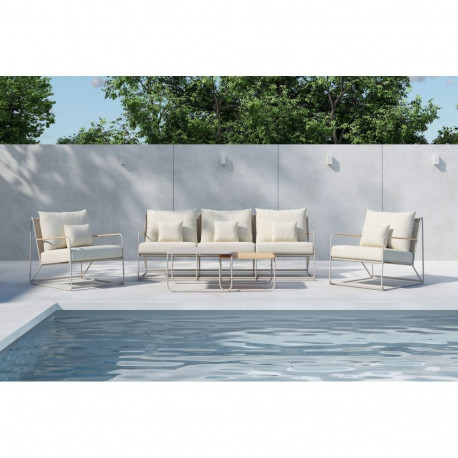 Aiamööbli komplekt PALAZZO diivan, 2 lauda ja 2 tooli, beež