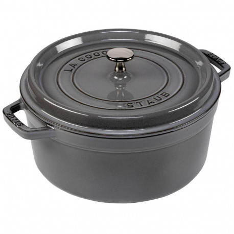 Staub Round Cocotte, 26cm Graphite Grey, Cast Iron