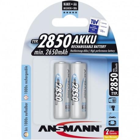 1x2 Ansmann NiMH rech. battery 2850 Mignon AA 2650 mAh