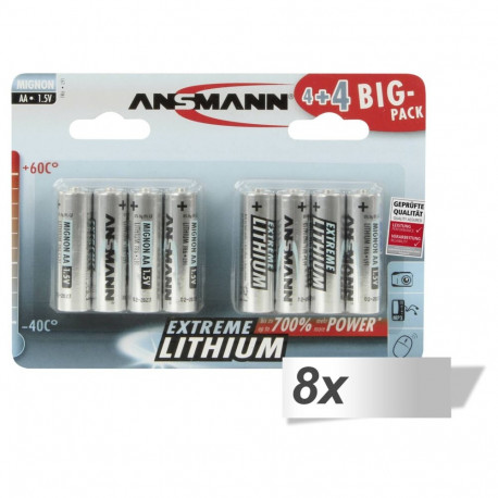 8x 4+4 Ansmann Extreme lithium AA Mignon LR 6 suur pakk