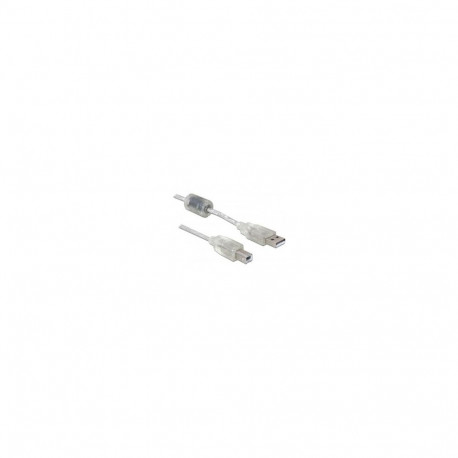 USB 2.0 Kabel, USB-A Stecker > USB-B Stecker (transparent, 0,5 Meter)