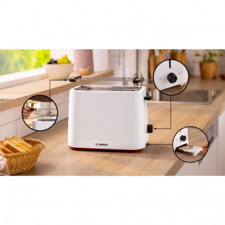 Toaster - BOSCH TAT3M121 2-Slice Defrost Function White
