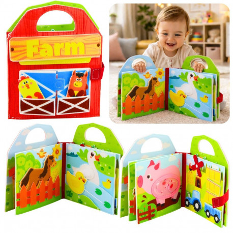 Hariv sensoorne vildist 3D raamat koduloomad ja farm