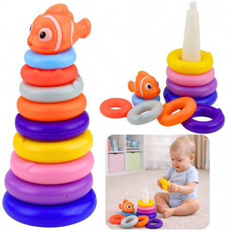 Hariv värviliste rõngastega ladumispüramiid kala 10 osa