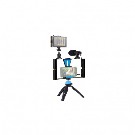 Blogging Smartphone Video Rig (LED Light, Tripod Mount, Phone Holder, Mic)